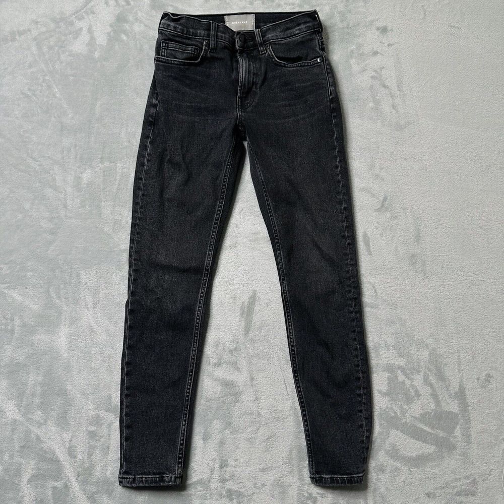 Everlane Jeans Womens 24 XS The Mid Rise Ankle Slim Leg Stretch Black‎ Neutral